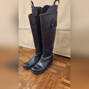 Tory Burch Black Riding Boots 5.5